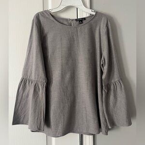 J. Crew Mercantile Gray Bell Sleeve Blouse